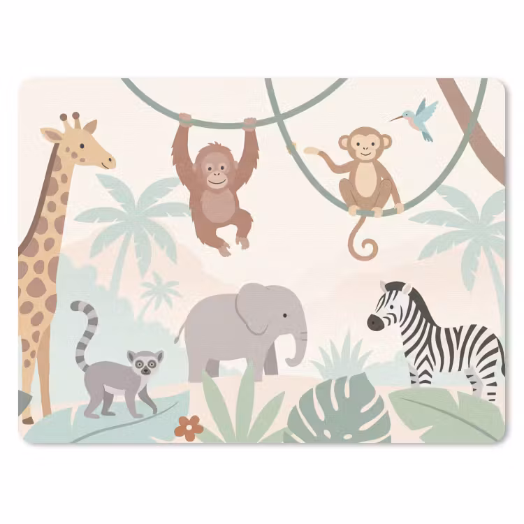 Jungle - Dieren - Groen muismat rubber klein -3d