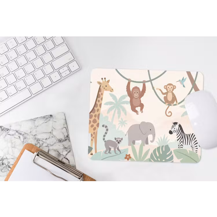 Jungle - Dieren - Groen muismat rubber klein -witbureau