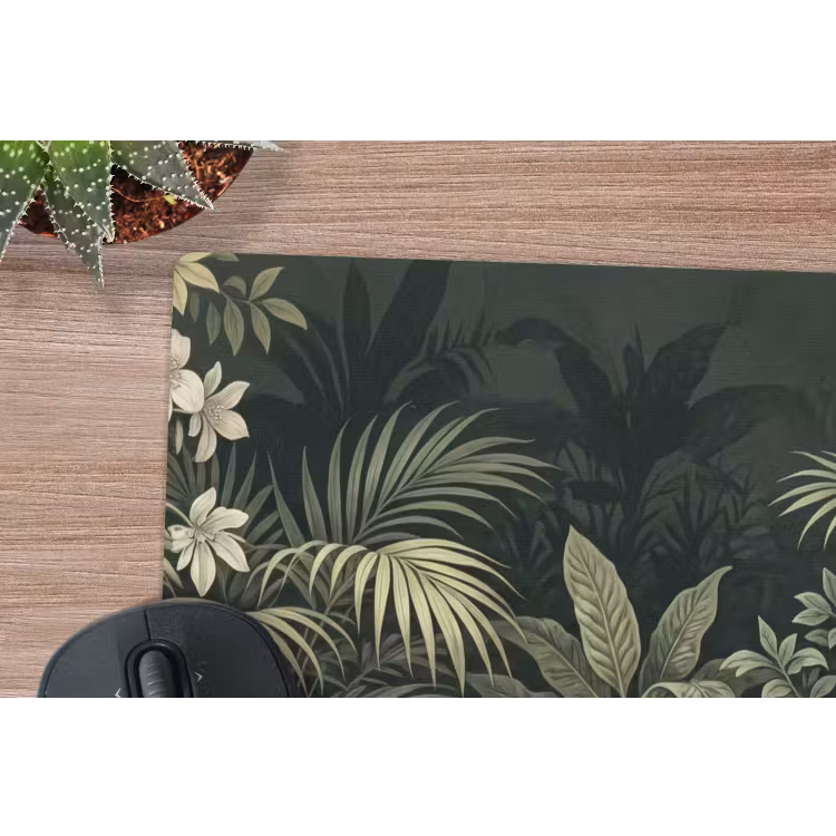 Jungle - Bladeren - Botanisch - Groen muismat rubber klein -closeup