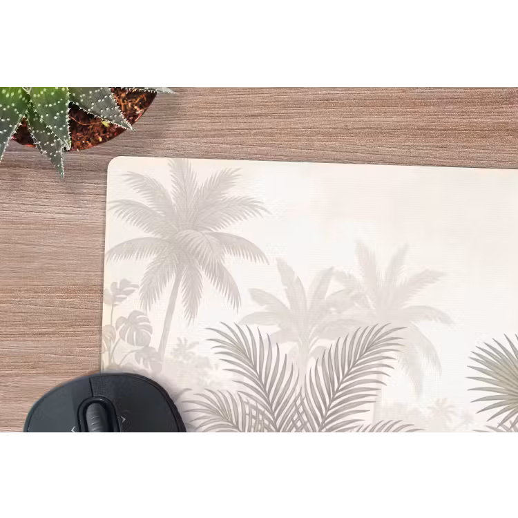 Jungle - Tropisch - Natuur -Vintage - Beige muismat rubber klein -closeup