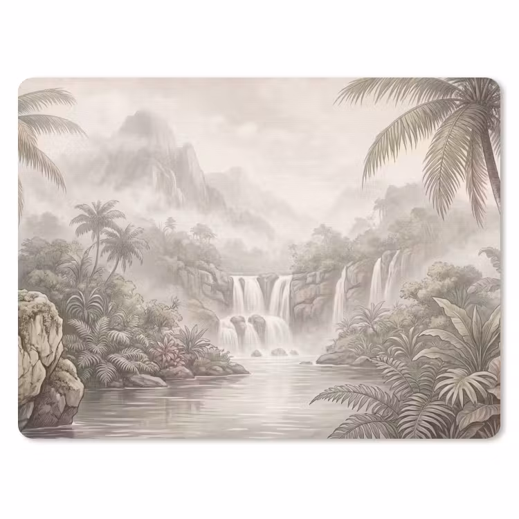 Jungle - Watervallen - Tropisch - Illustratie muismat rubber klein -3d