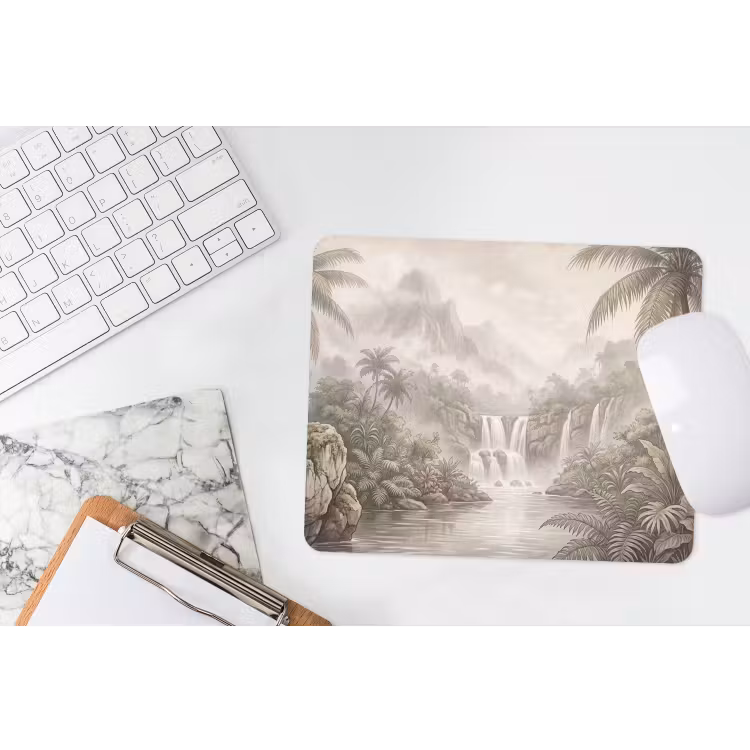 Jungle - Watervallen - Tropisch - Illustratie muismat rubber klein -witbureau