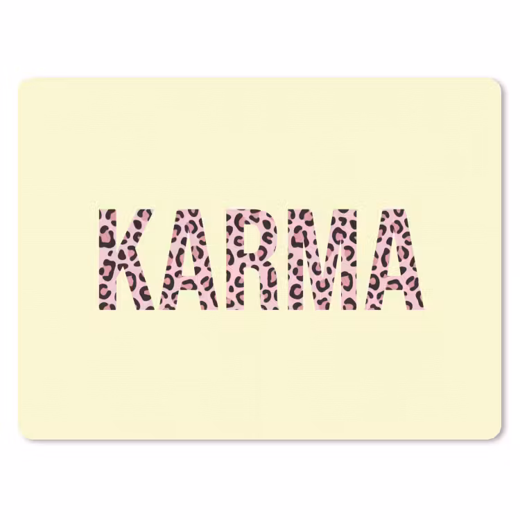 Karma - Luipaardprint - Geel muismat rubber klein -3d
