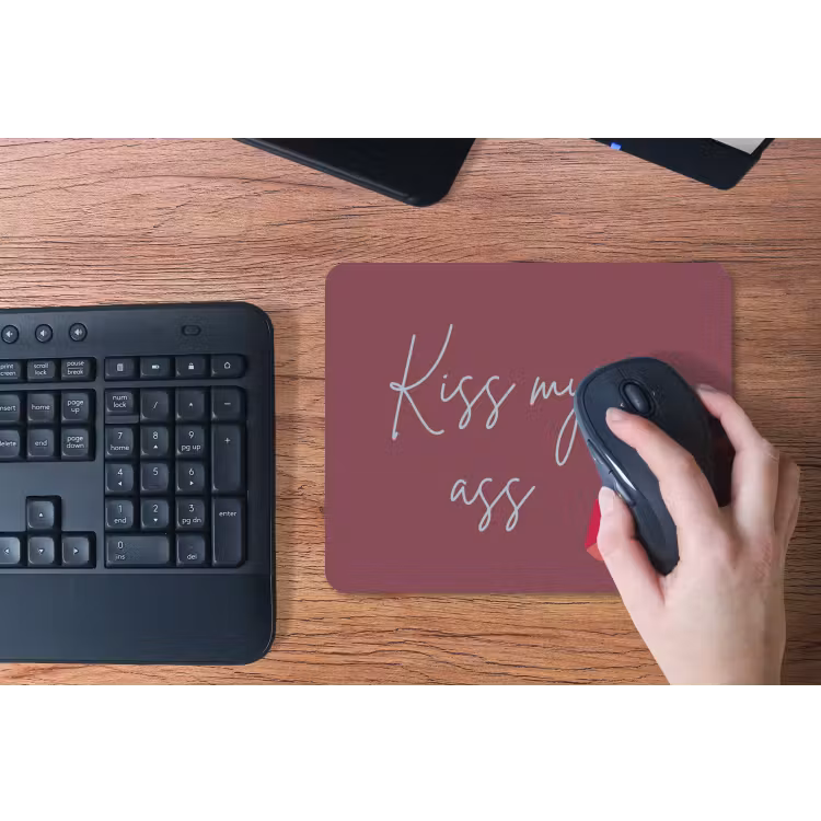 Kiss my ass - Lip - Bordeaux muismat rubber klein -toetsenbord