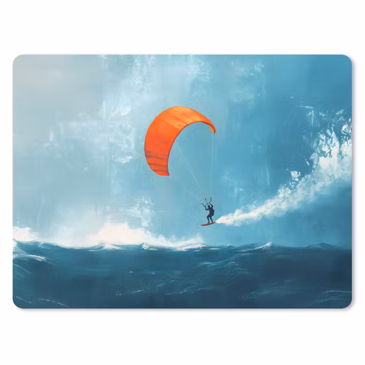 Kitesurfer - Oranje - Zee - Lucht muismat rubber klein -3d
