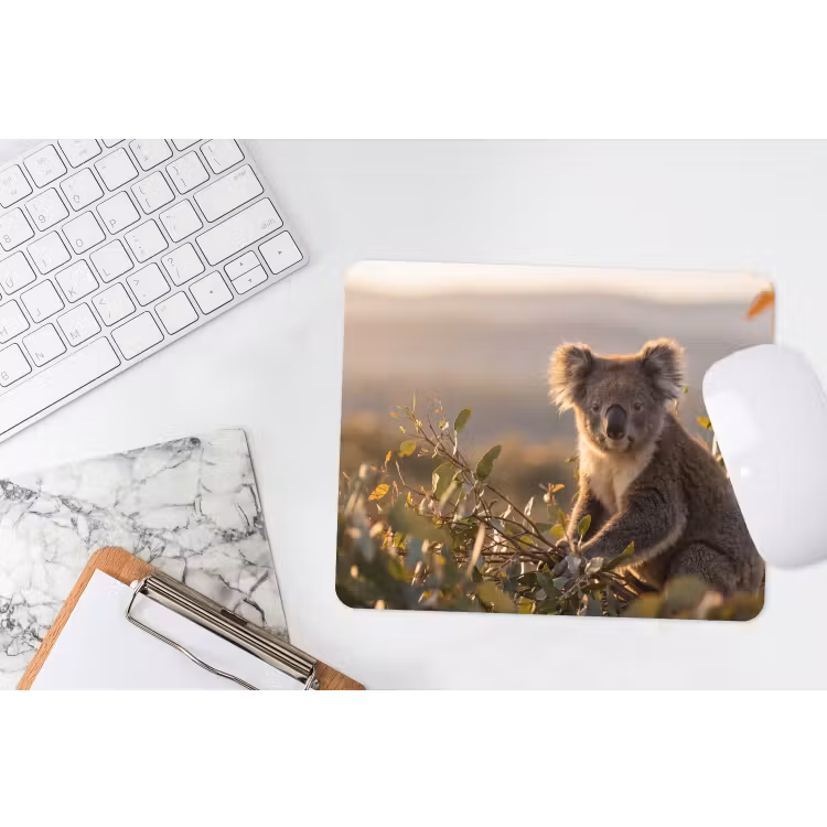 Koala - Bladeren - Ochtendlicht muismat rubber klein -witbureau