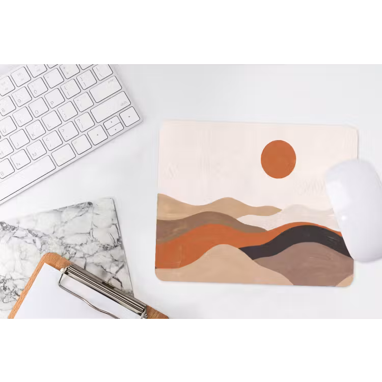 Landschap - Heuvels - Zon - Abstract - Oranje muismat rubber klein -witbureau