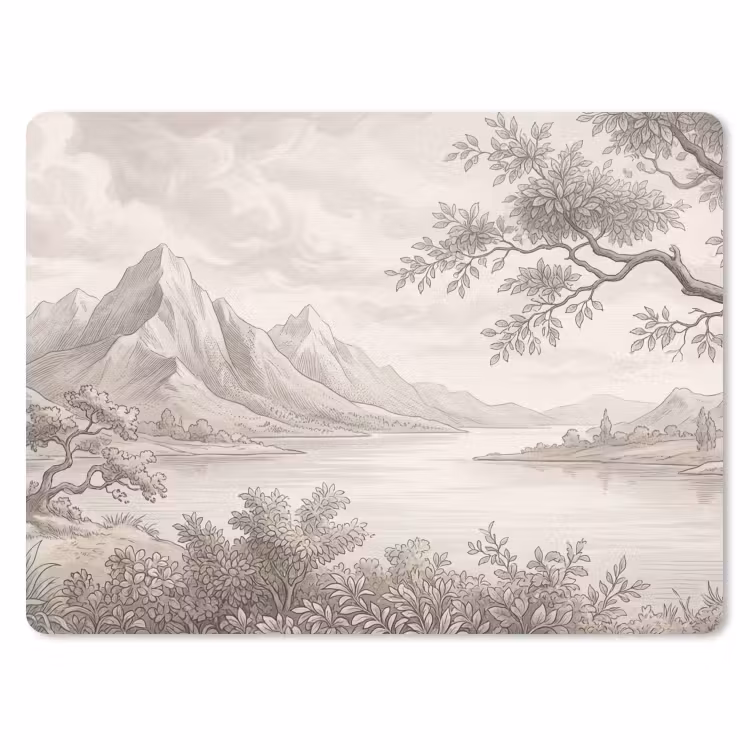 Landschap - Bergen - Meer - Natuur muismat rubber klein -3d