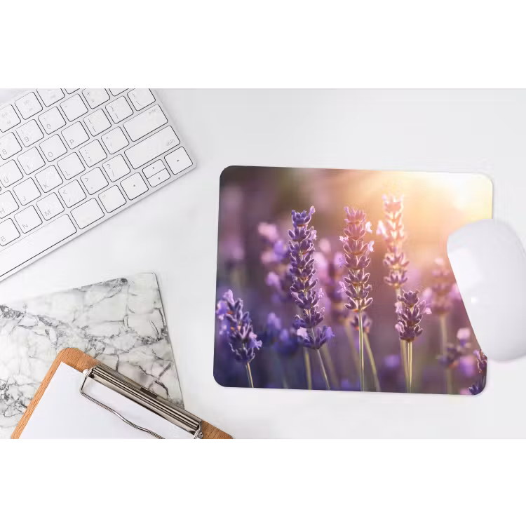 Lavendelbloemen - Paars - Zonlicht muismat rubber klein -witbureau