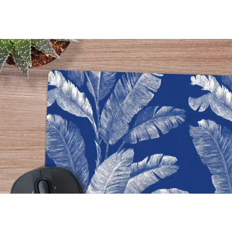 Blad - Palm - Blauw muismat rubber klein 262 -closeup