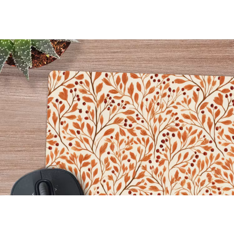 Bladeren - Botanisch - Terracotta muismat rubber klein 262 -closeup