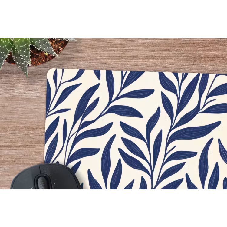 Bladeren - Klimop - Donkerblauw muismat rubber klein -closeup