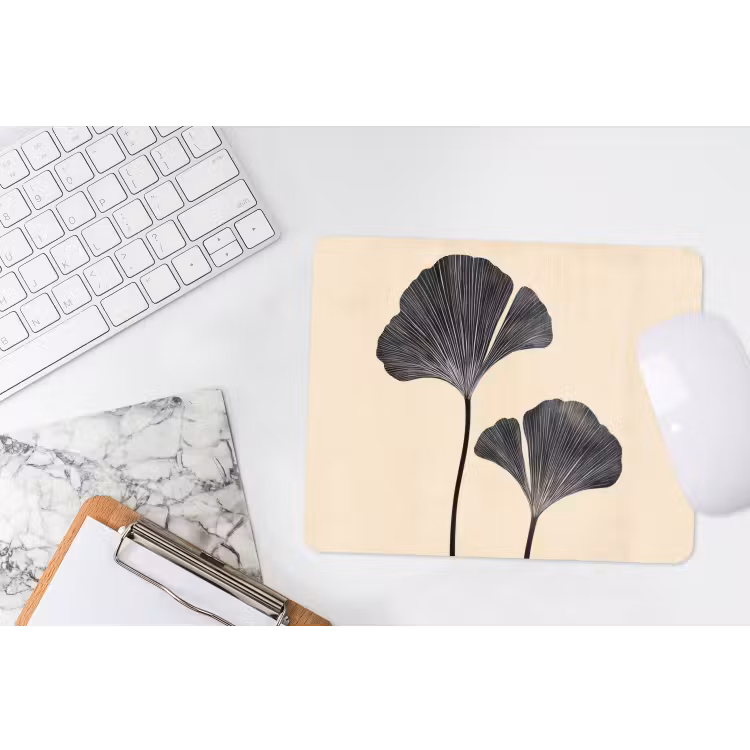 Bladeren - Minimalistisch - Zwart muismat rubber klein -witbureau