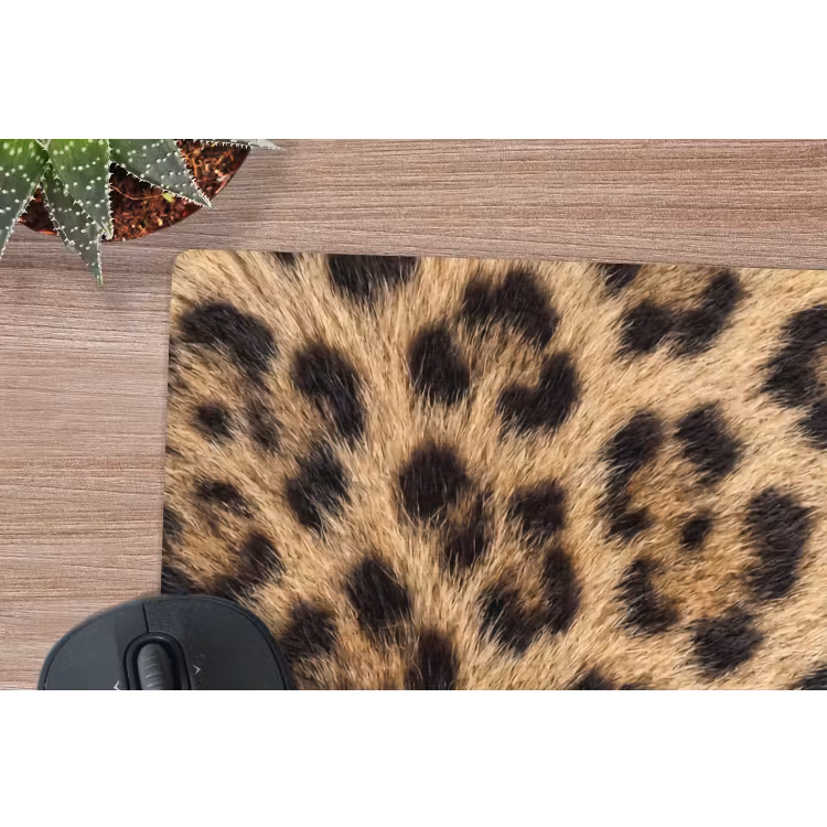 Luipaard - Vacht - Klassiek - Bruin muismat rubber klein -closeup