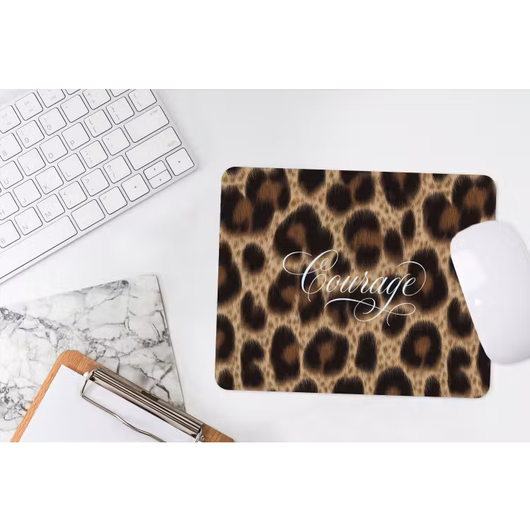 Luipaardprint - Bruin - Courage - Sierlijk muismat rubber klein -witbureau