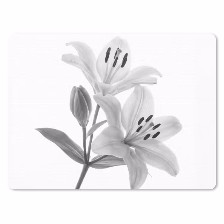 Lelies - Elegant - Zwart - Wit muismat rubber klein -3d