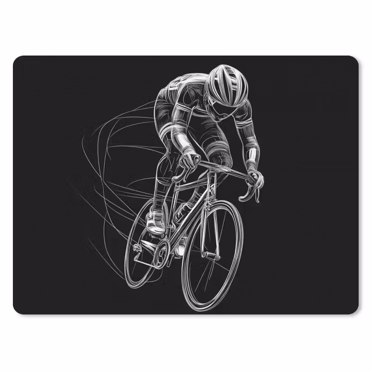 Lijntekening - Wit - Wielrennen - Snelheid muismat rubber klein -3d