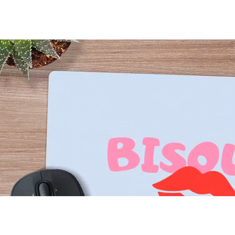 Lippen - Bisou - Blauw muismat rubber klein -closeup
