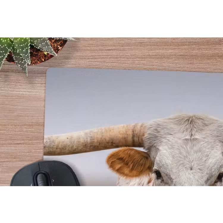 Longhorn - Grasveld - Dier muismat rubber klein -closeup