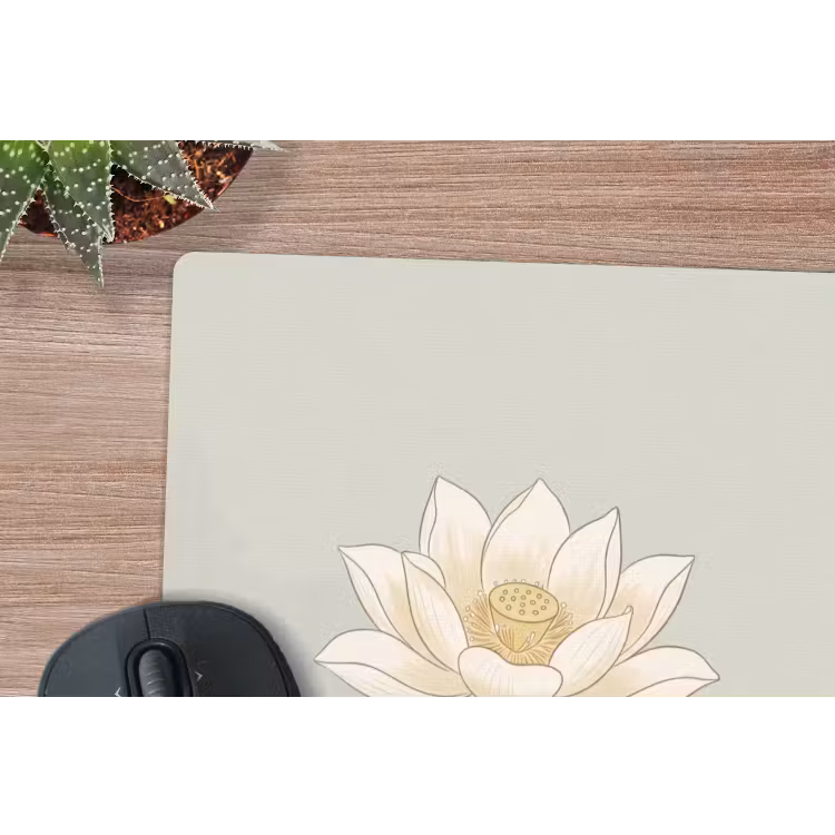 Lotus - Bloemen - Groen muismat rubber klein -closeup