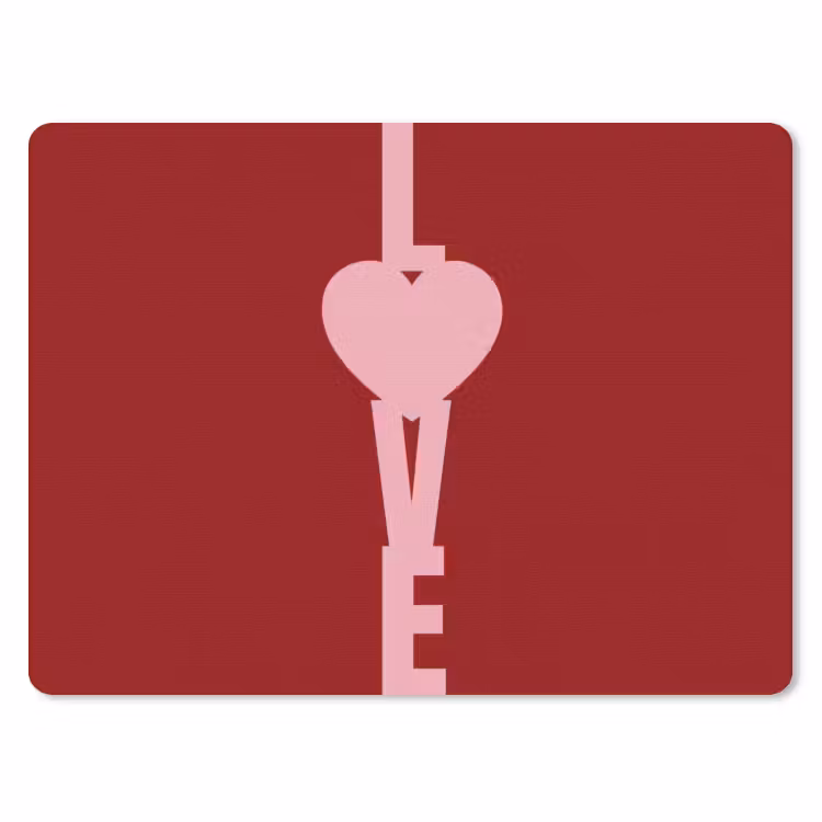 Love - Hart - Rood muismat rubber klein -3d