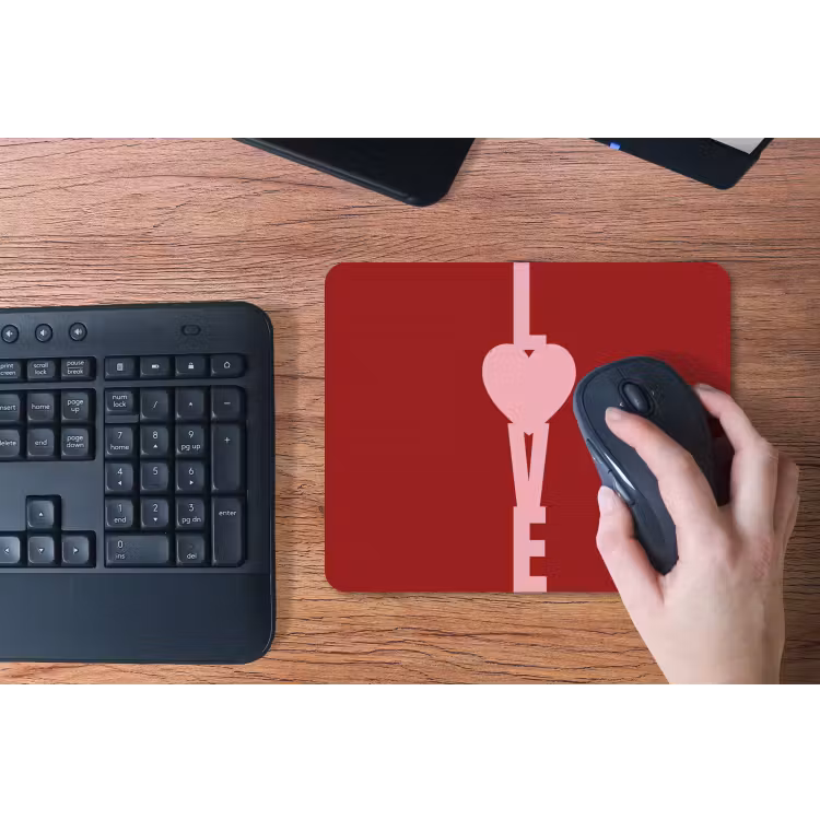 Love - Rood - Blokletters muismat rubber klein -toetsenbord