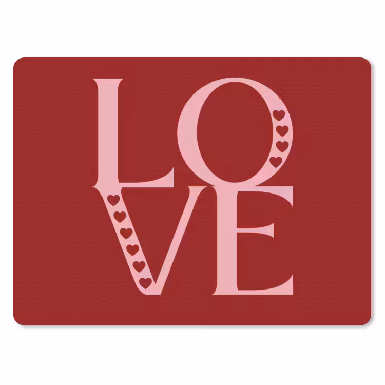 Love - Rood - Hatjes muismat rubber klein -3d
