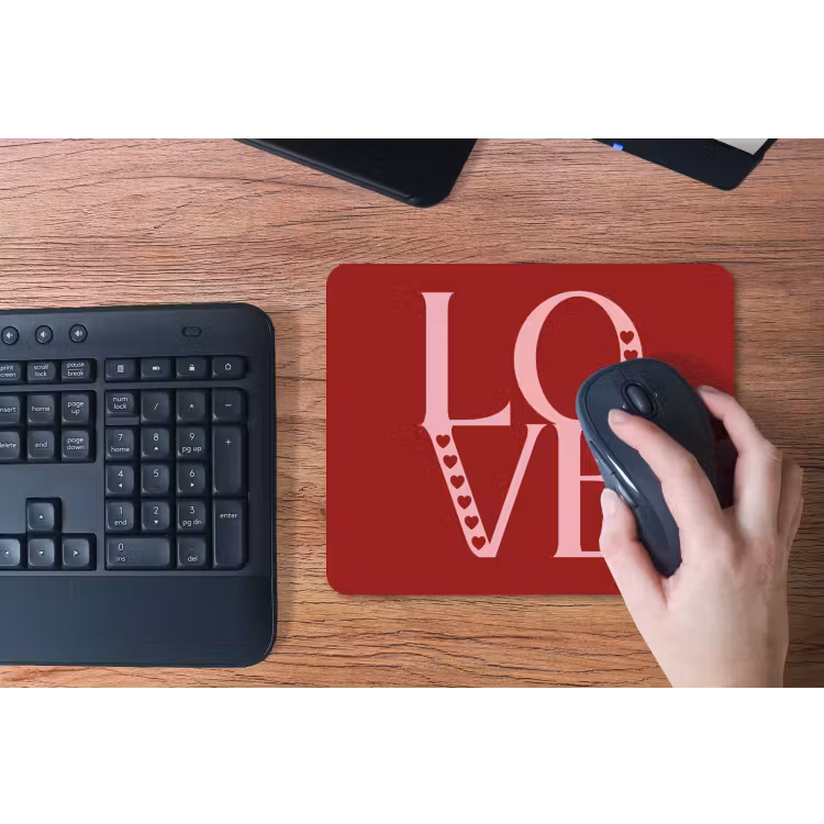 Love - Rood - Hatjes muismat rubber klein -toetsenbord