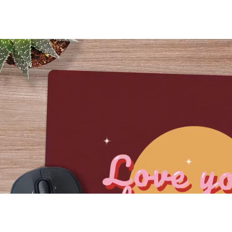 love your damn self - Cirkel - Glitter - Rood muismat rubber klein -closeup