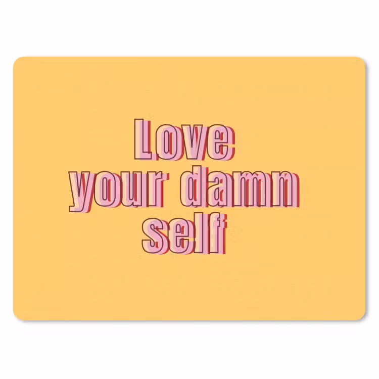 Love yourself - Roze - Geel muismat rubber klein -3d