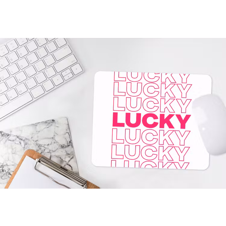 Lucky - Roze - Patroon muismat rubber klein -witbureau