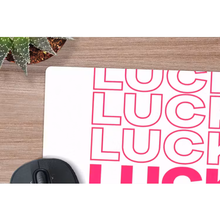 Lucky - Roze - Patroon muismat rubber klein -closeup