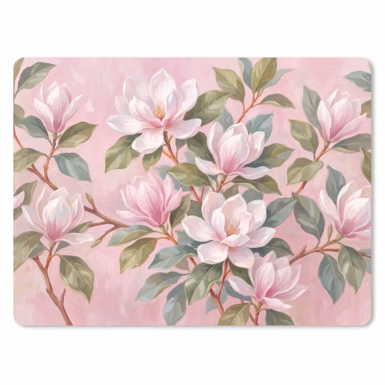 Magnolia's - Patroon - Roze muismat rubber klein -3d