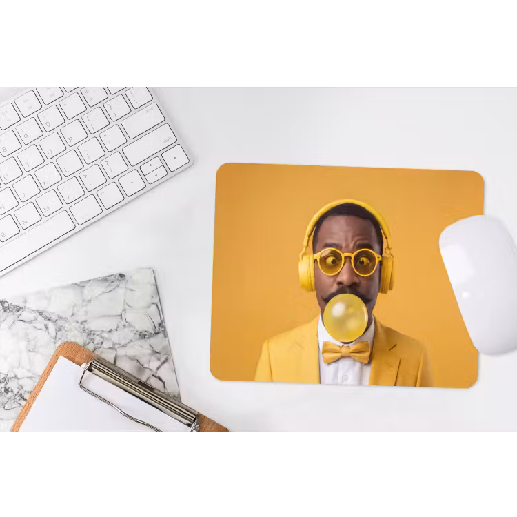 Man - Bubblegum - Portret - Geel - Modern muismat rubber klein -witbureau
