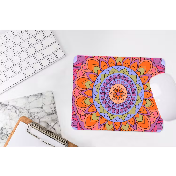 Mandala - Cirkel - Abstract - Kleurrijk - Patroon muismat rubber klein -witbureau