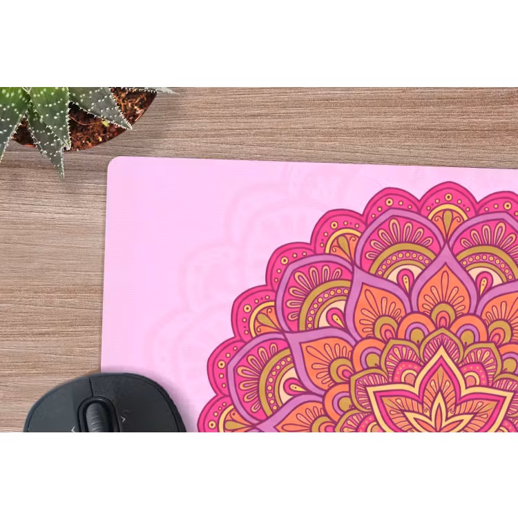 Mandala - Cirkel - Spiritueel - Oosters - Roze muismat rubber klein -closeup