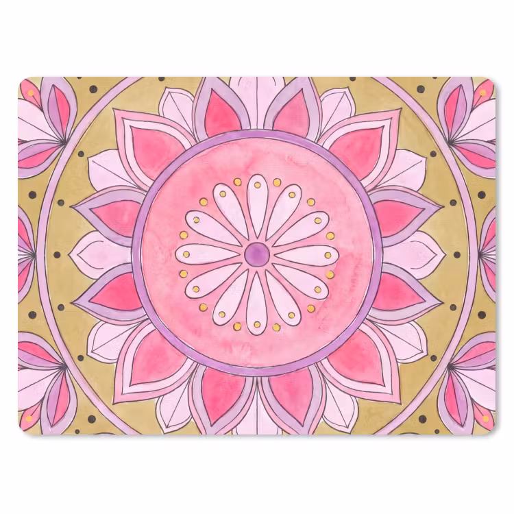 Mandala - Patroon - Kunst - Aquarel - Roze muismat rubber klein -3d