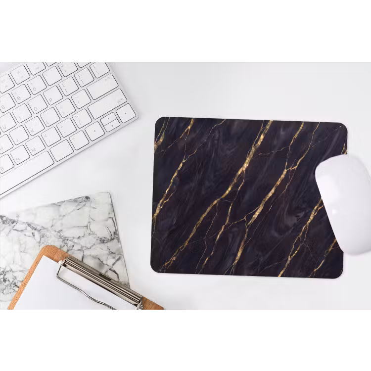 Marmer - Gouden aders - Abstract - Zwart muismat rubber klein -witbureau