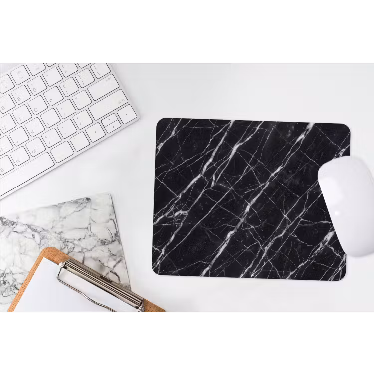 Marmer - Aders - Abstract - Zwart muismat rubber klein -witbureau