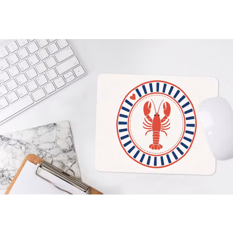Zeeleven - Kreeft - Embleem - Grafisch - Rood muismat rubber klein -witbureau