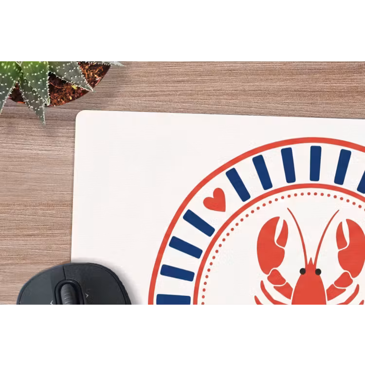 Zeeleven - Kreeft - Embleem - Grafisch - Rood muismat rubber klein -closeup