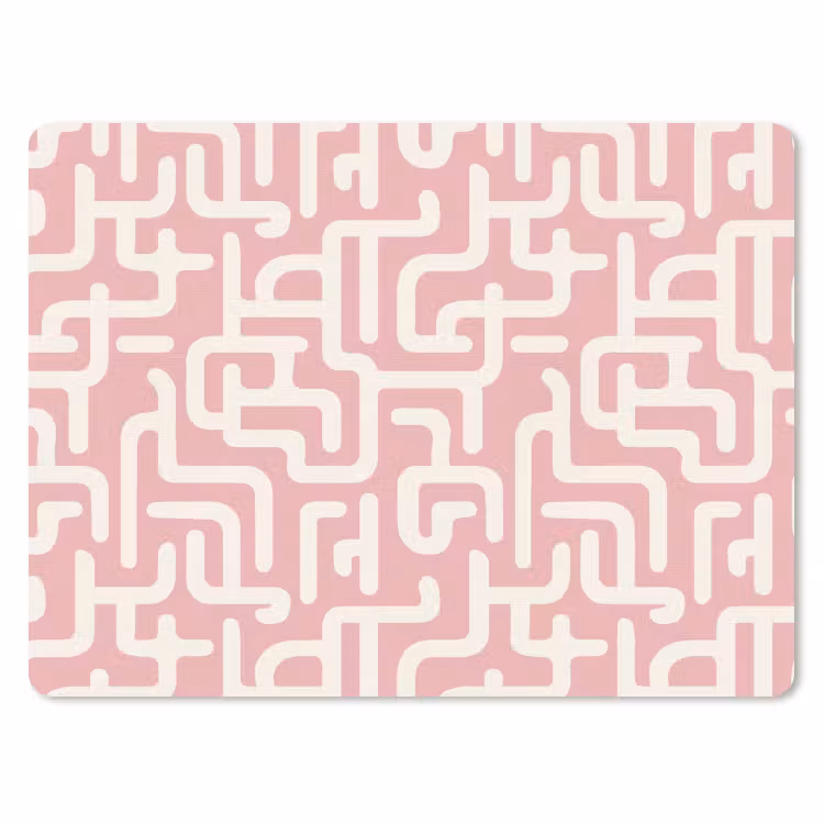 Doolhofpatroon - Roze - Wit - Abstract muismat rubber klein 262 -3d