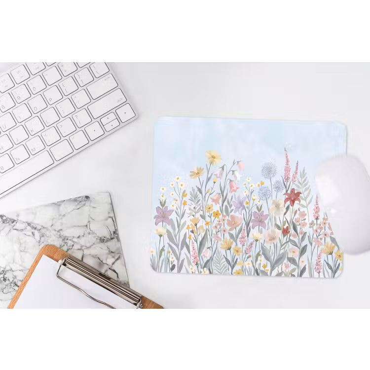 Weidebloemen - Illustratie - Kleurrijk muismat rubber klein -witbureau