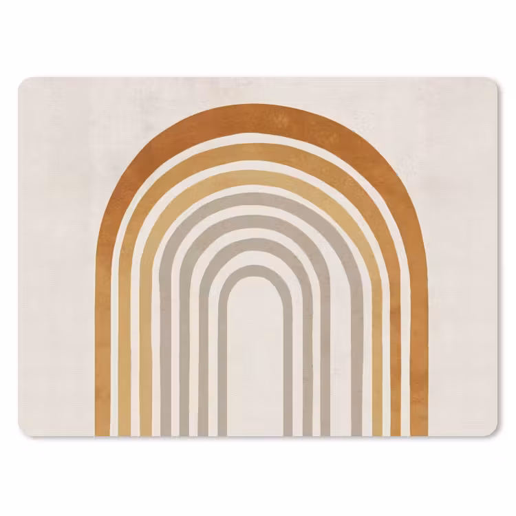 Minimalistisch - Boog - Lijnen - Beige muismat rubber klein -3d