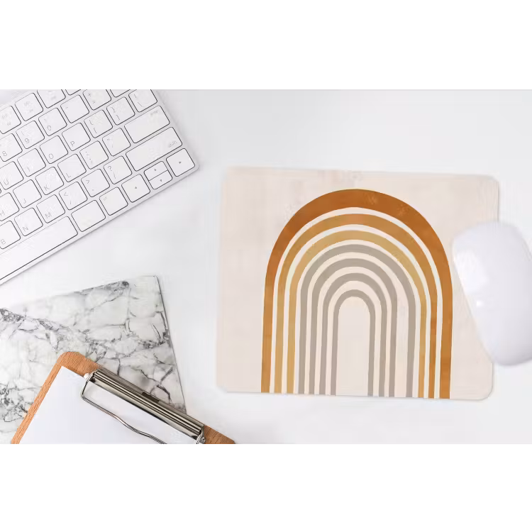 Minimalistisch - Boog - Lijnen - Beige muismat rubber klein -witbureau