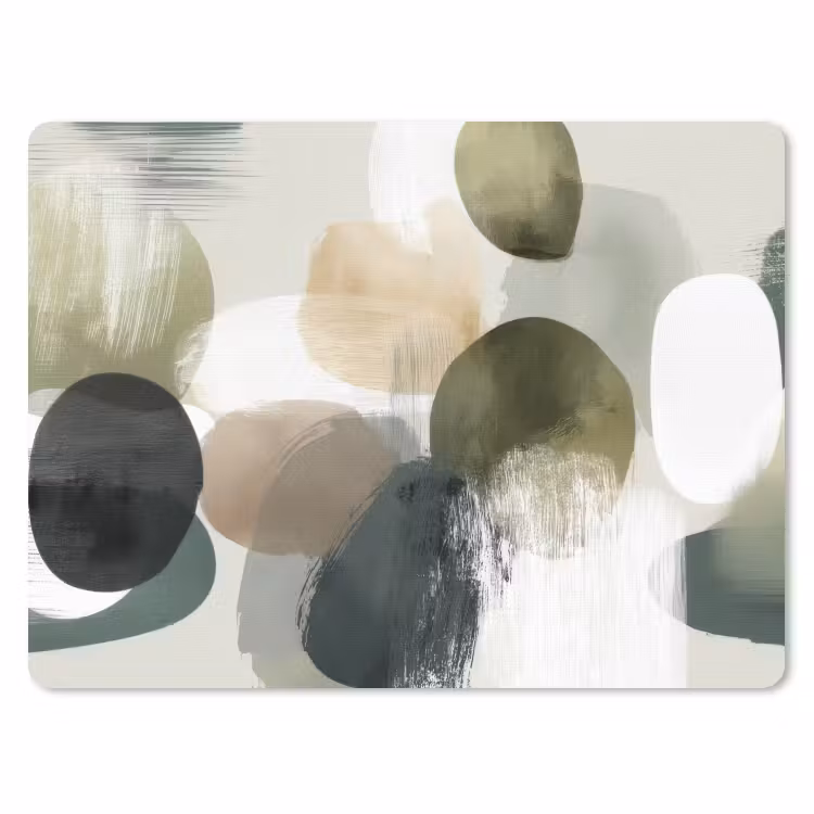 Minimalistisch - Cirkels - Penseelstreken - Beige muismat rubber klein -3d