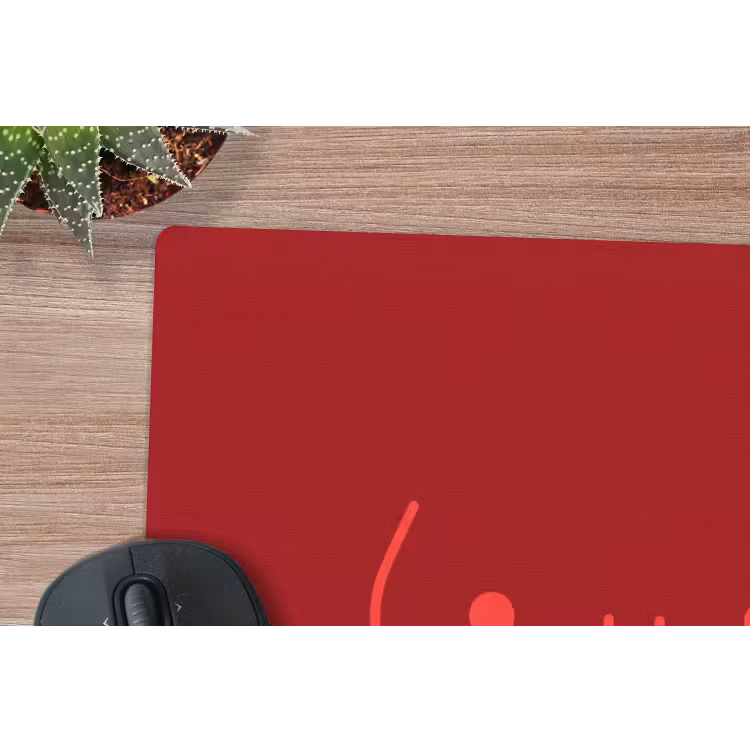 Minimalistisch - Lijnillustratie - Rood muismat rubber klein -closeup