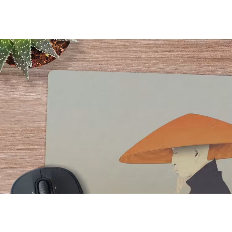 Minimalistisch - Silhouet - Oranje muismat rubber klein -closeup