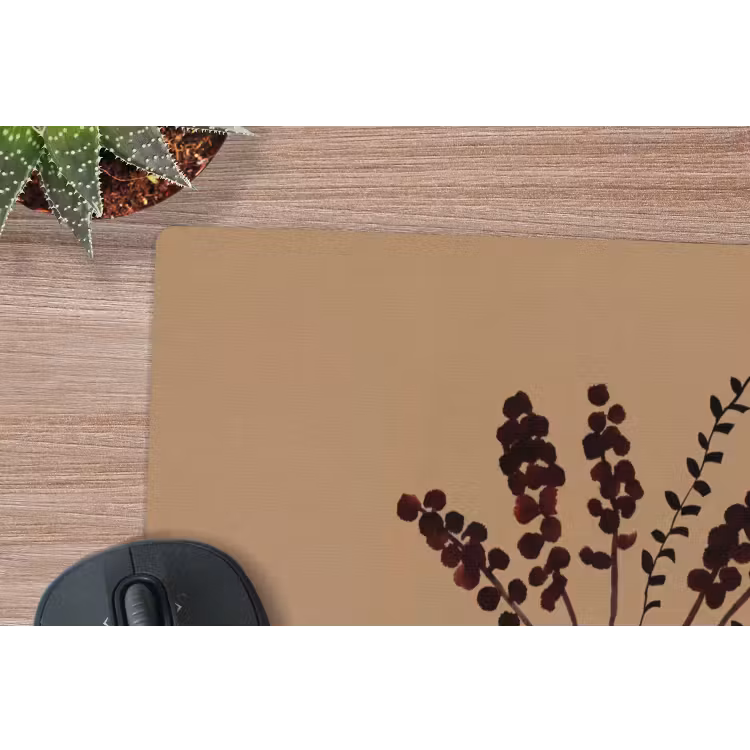 Minimalistisch - Vaas - Bloemen - Bruin muismat rubber klein -closeup