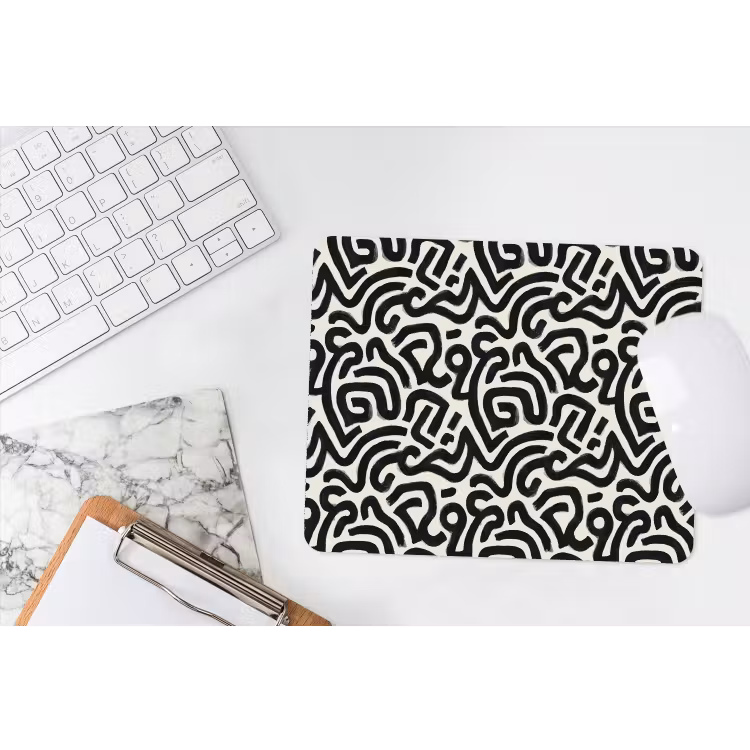 Modern - Abstract - Zwart muismat rubber klein 262 -witbureau
